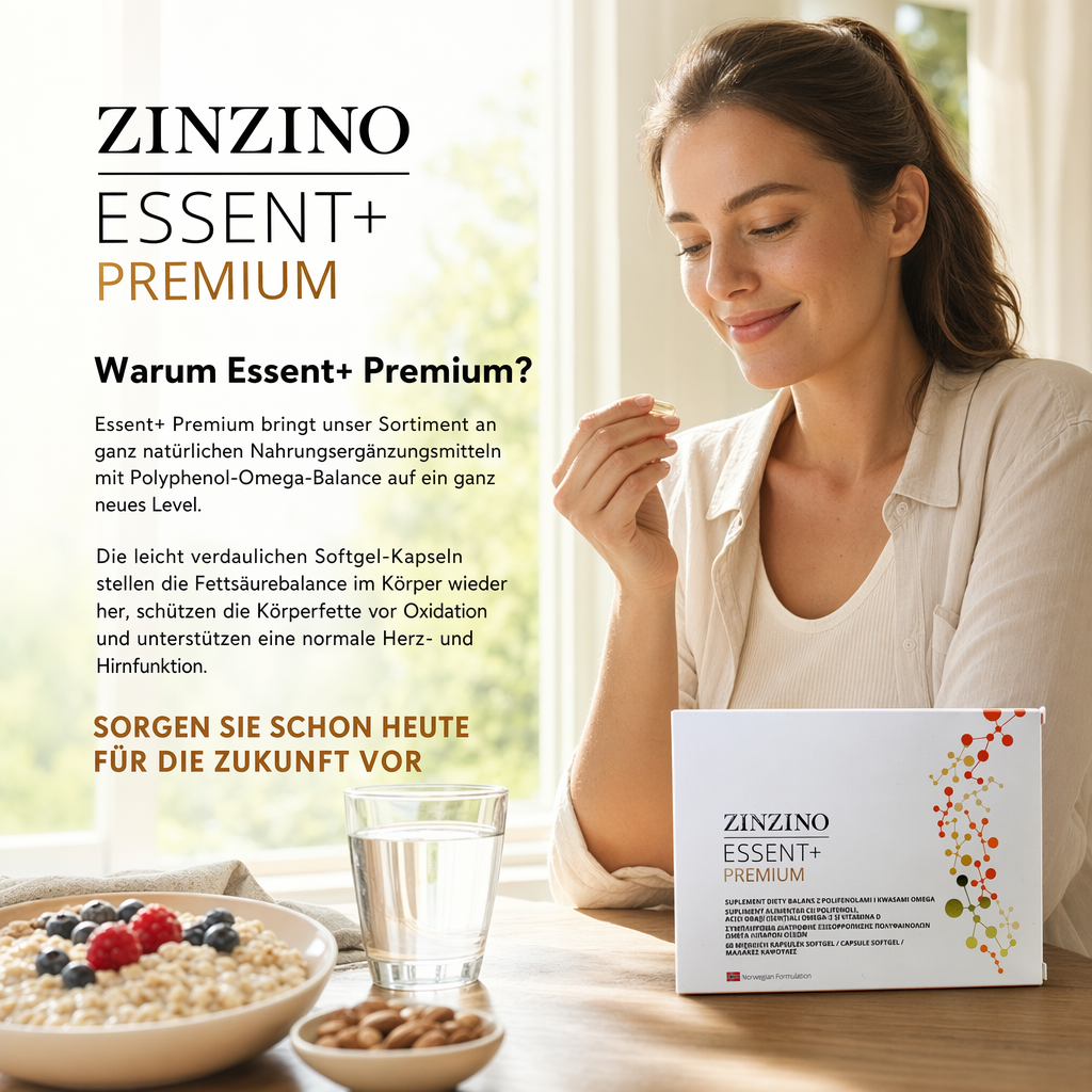 ZinZino Essent+ Omega-3 Kapseln Hochdosiert mit Vitamin D3 & Olivenöl