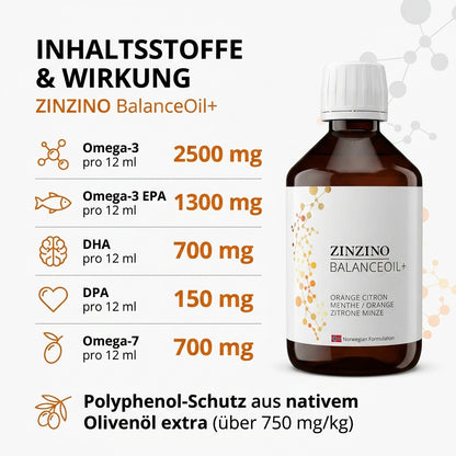 ZinZino BalanceOil+ Fischöl mit Omega-3 2478 mg, Omega-9, Vitamin D3 100ml / 300ml