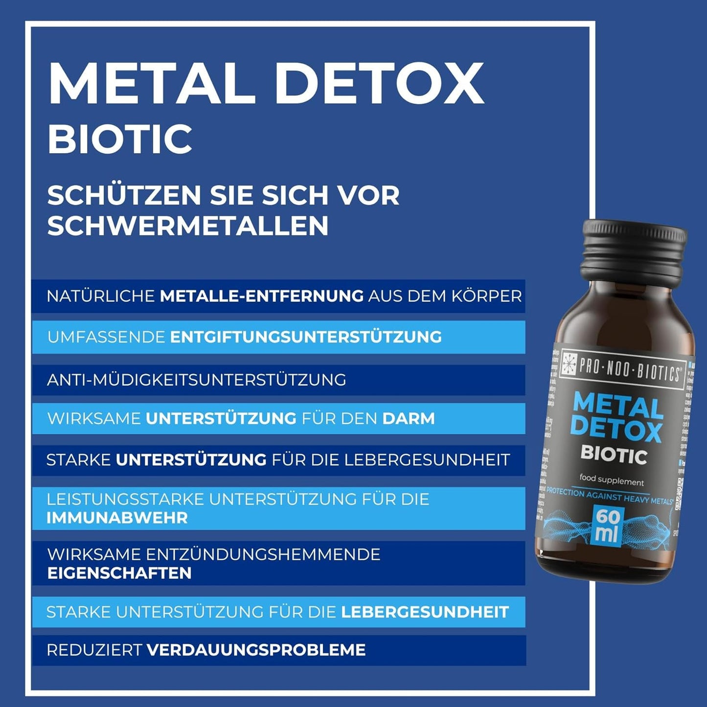 PRO NOO BIOTICS METAL DETOX BIOTIC – Detox-Shot 10 x 60 ml – Mit Chaga, Kombucha 